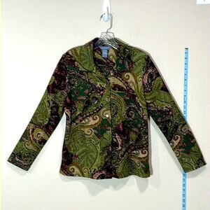 Green Paisley Print Button Up Dress Shirt By KORET. Size Medium.